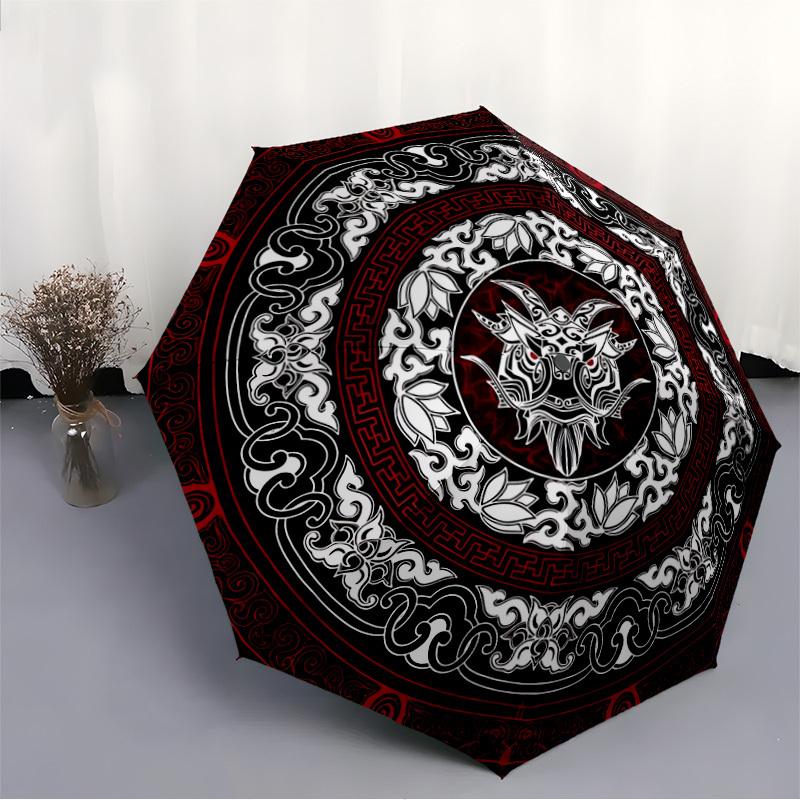 1pc Mythical Beast Ornament Automatic Open/Close Umbrella - Portable Collapsible Umbrella with 8-Rib Stability, Fashion Lovers Yy251017131