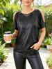 Women's Off-Shoulder Glitter Sequin Short Sleeve Top