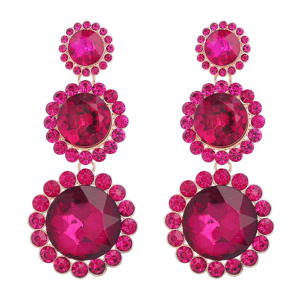 Women's Sparkling Geometric Earrings Round Diamond Earrings