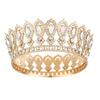 Round Princess Queen Tiara European Crystal Full Crown Metal Bridal Wedding Crowns  Birthday Party
