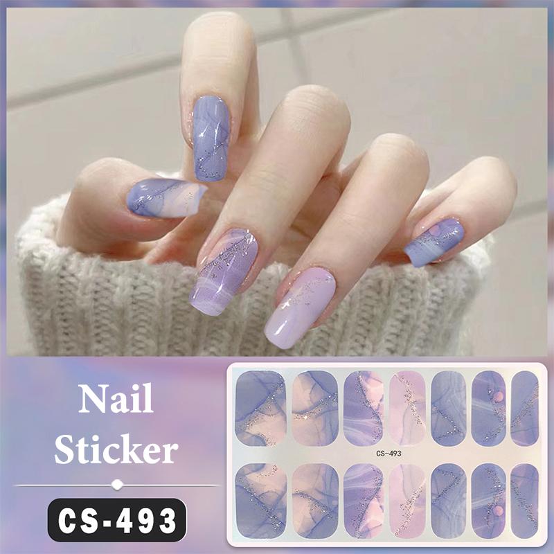 Bez lampy do utwardzania Wodoodporne naklejki na paznokcie Pełne krycie Naklejki na paznokcie Mocne i niełatwe do odpadnięcia 14 paznokci/zestaw Wielokolorowe plastry na paznokcie