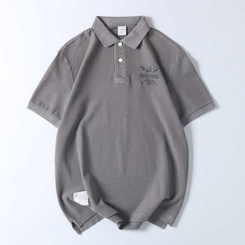 Trade Export Surplus Business Casual Polo Shirt for Men, Summer Turn-Down Collar Short-Sleeve T-Shirt, Versatile, Breathable, Loose Fit Half-Sleeve