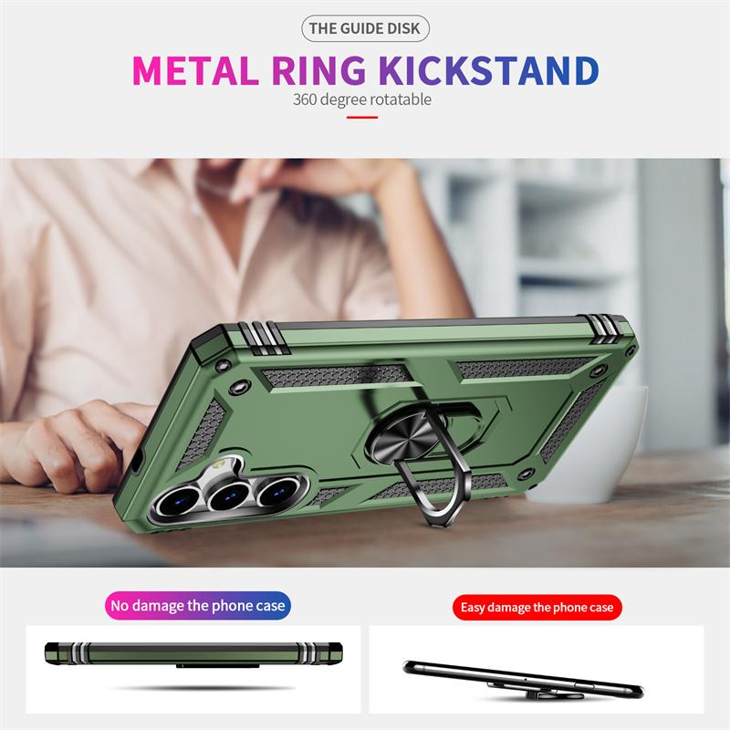 For Samsung Galaxy S25 S25+ S25Ultra Case Shockproof Armor Car Magnet Ring Silicone Phone Case Stand Holder Back Cover