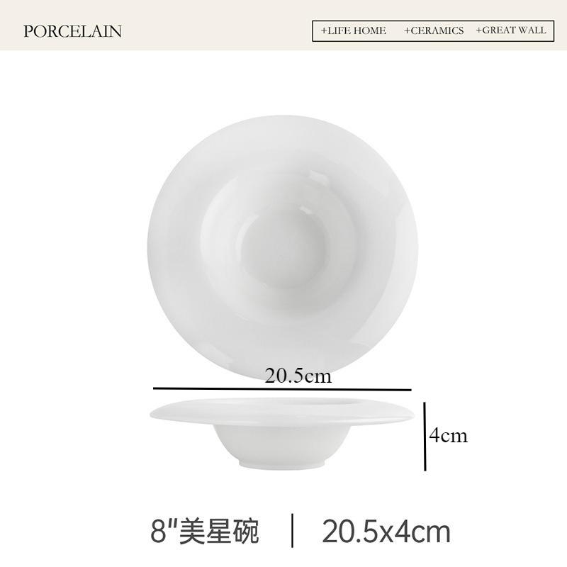 

Western Ceramic Cuisine Plate Pasta Dish Dining Plates Reverse Sided Noodle Bowl Soup Plate Dessert Bowl Serving Plates Tray
