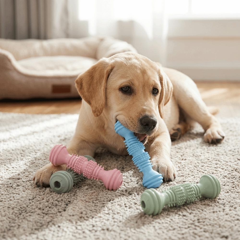 TPR Made Dumbbell Dog Chew Toy Bite Tough Puppy Teeth Cleaning Toy Pet Chew Stick Teeth Cleaning