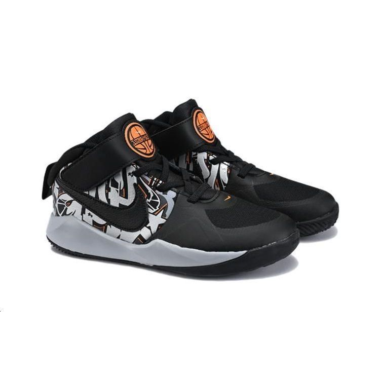 Nike Team Hustle D 9 Versatile Comfortable Non-Slip Durable Low-Top Kids Basketball Shoes Kids Sneaker Black Gray CQ3706-001