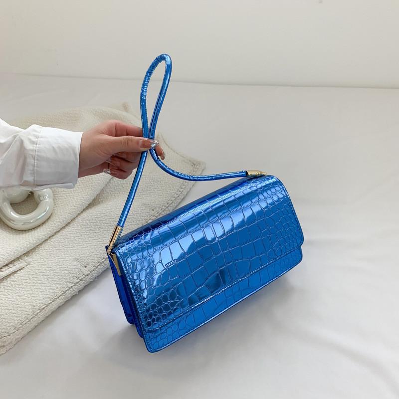 Trendy Retro Underarm Small Square Bag With Stylish Design For Everyday Outfits синий