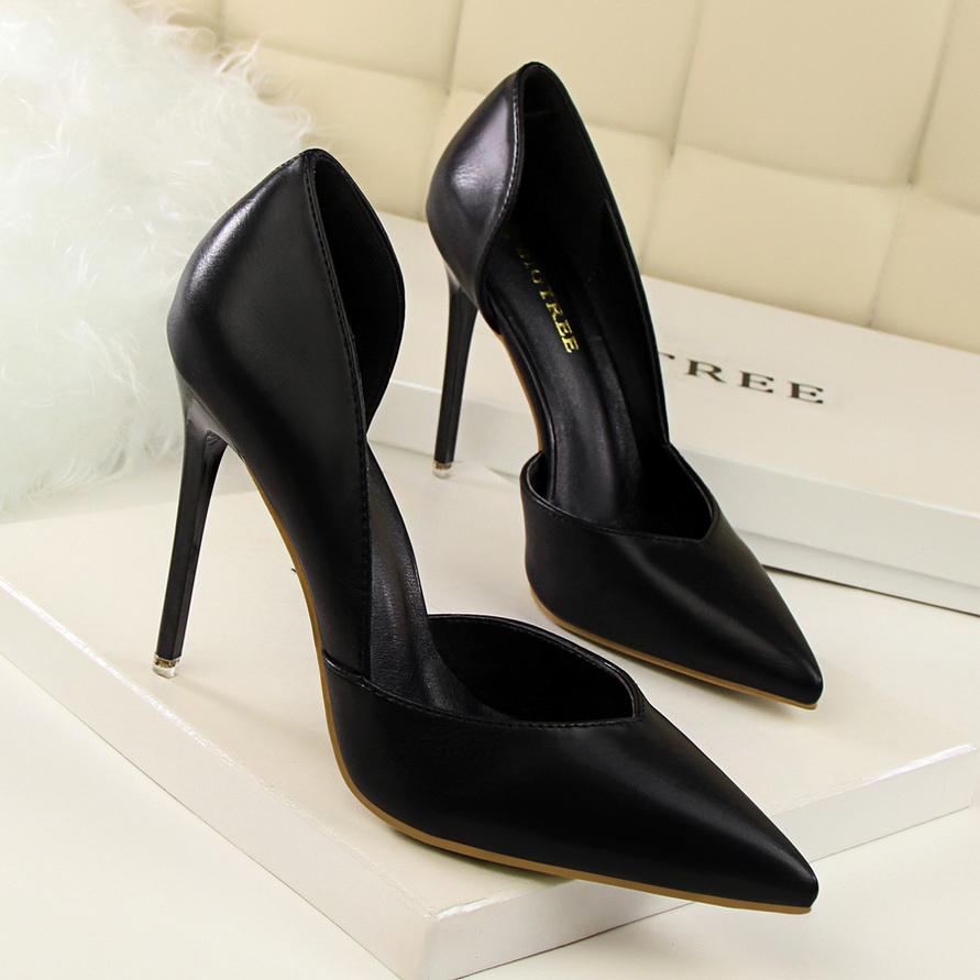 Bigtree Moda Semplice Club Notturno Spettacolo Scarpe Sottili da Donna Tacco Sottile Tacco Super Alto Bocca Bassa Appuntite Vuote Scarpe Singole