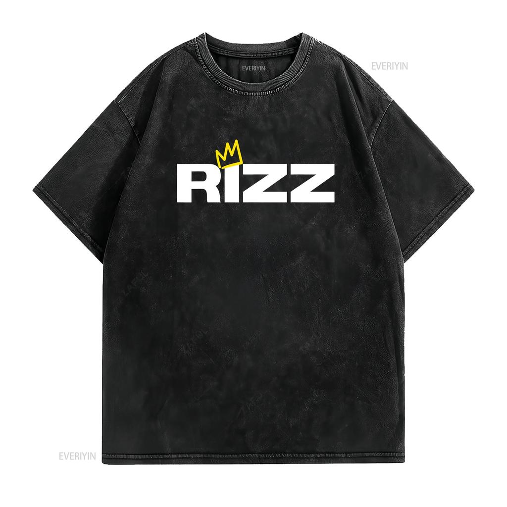 Rizz King or Queen T Shirt Vintage Washed Designer Clothes Breathable Graphic Stretched Fashion Versatile Casual Comfortable