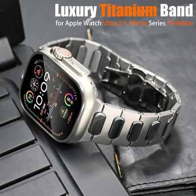 Luxury Titanium Bracelet For Apple Watch 10 46mm Ultra 2/1 49mm Metal Men Strap For iWatch Series 9 8 7 6 5 Se 42mm 44mm 45mm Correa