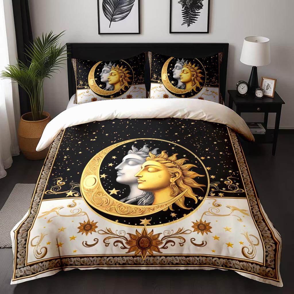 SHEIN Sun and Moon 3D Digital Printing Quilt Set Three-piece Customization