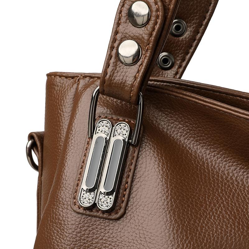 Women's Tote Bag Solid Color Shoulder Bag Large Capacity Middle-Aged Mother Bag