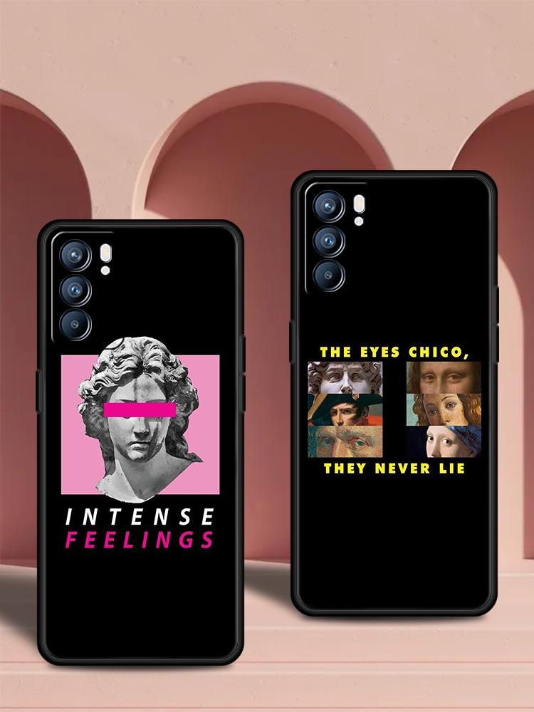 Cartoon Statue Abstract Art Phone Case For Oppo Reno 13 12 11 10 7 F Find X5 X6 A98 A80 A79 A78 A57 A54 A31 A17 Pro 5G Soft TPU