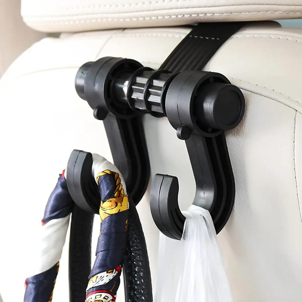 2/4Pcs Universal Car Hook Seat Multifunctional Car Backrest Storage Hook 360° Rotating Storage Double Hook Car Accessories