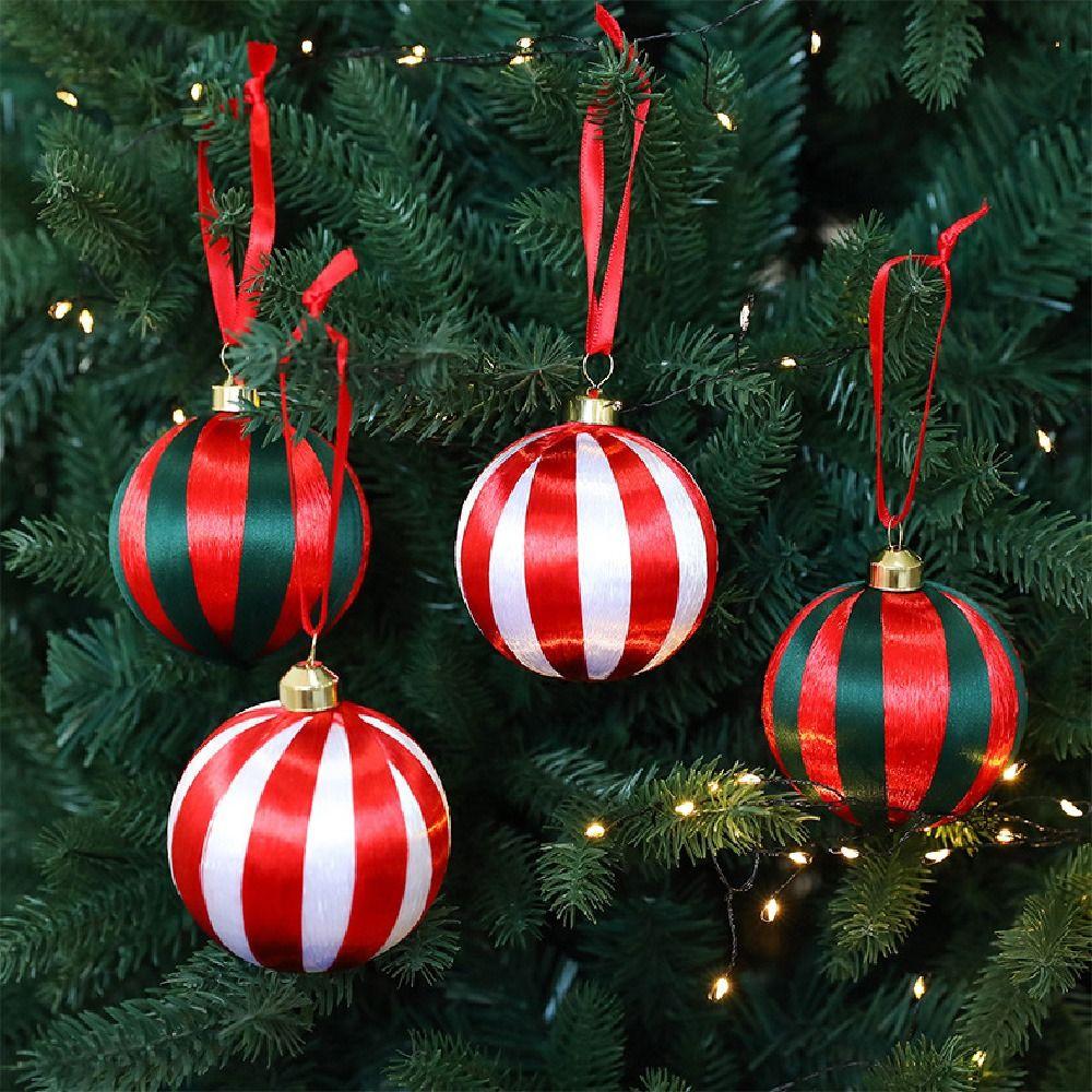 6Pcs Creative Christmas Ball Ornaments Elegant 8cm Christmas Tree Hanging Pendant Exquisite Reusable Xmas Tree Decoration Balls