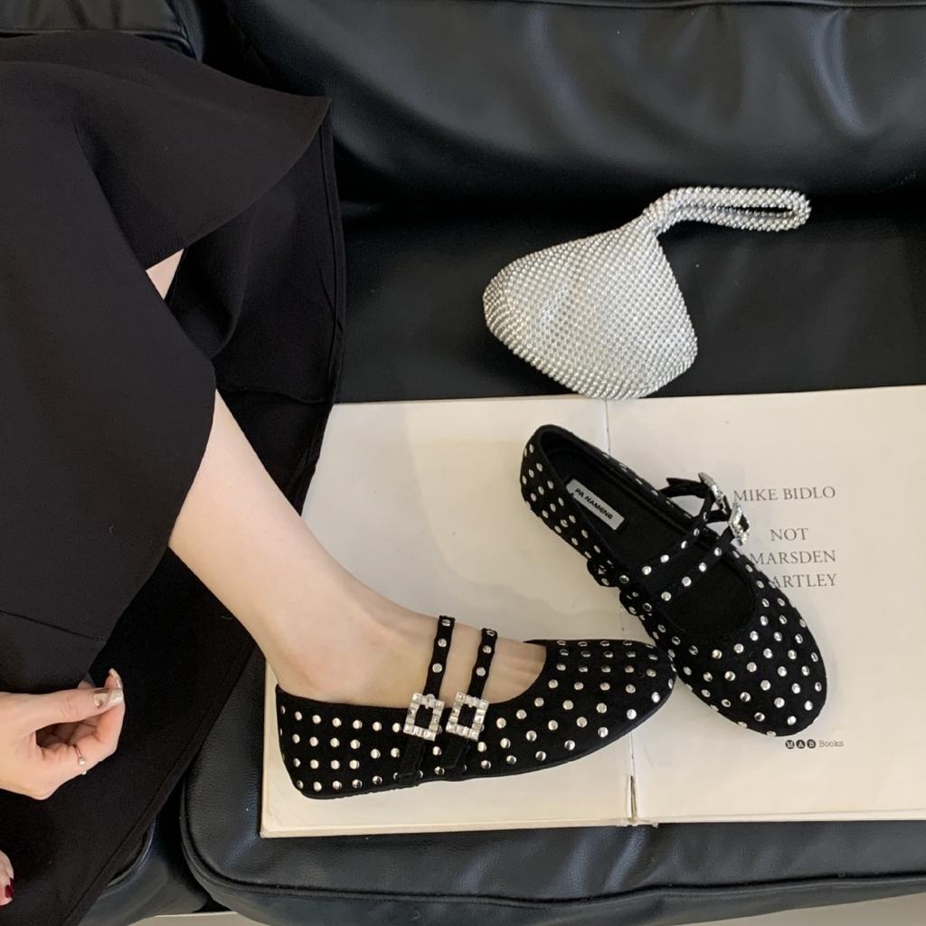 French Rhinestone Mary Jane Single Shoes Women's 2025 Summer New Gypsy Flat Ballet Shoes