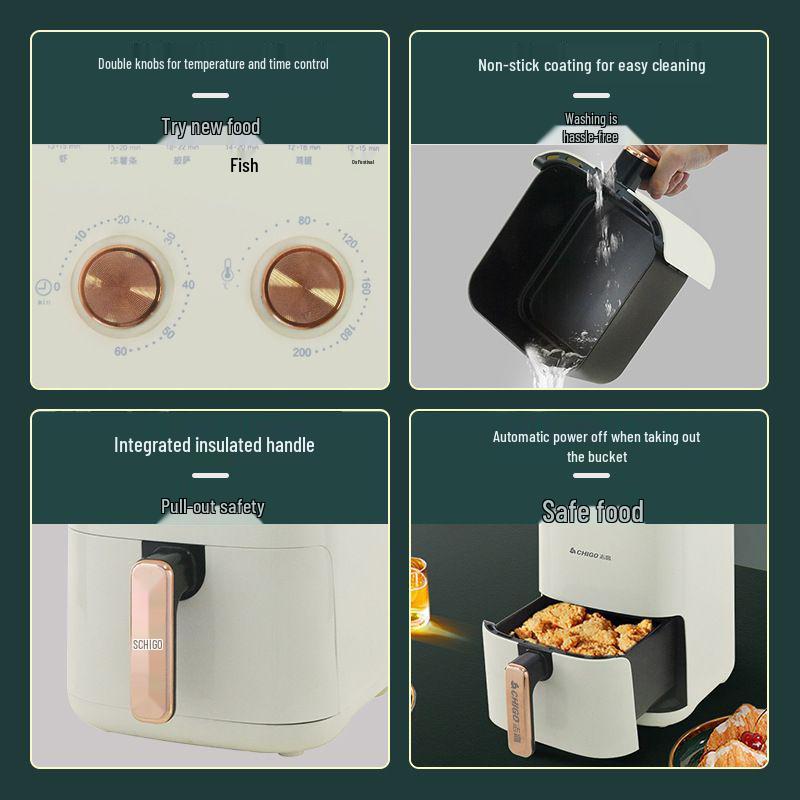 Chigo Smart Airfryer: Stor kapacitet, Multifunktionell, Non-stick, Rökfri