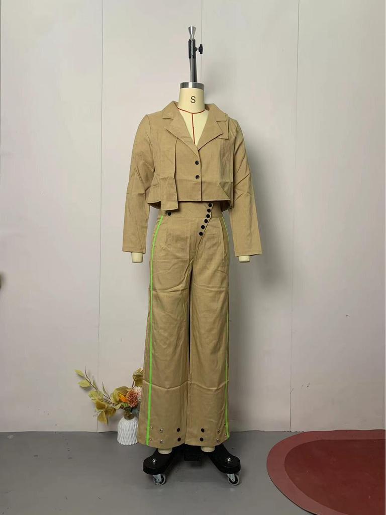 2023 Autumn Solid Color Lapel Blazer and Trousers Set