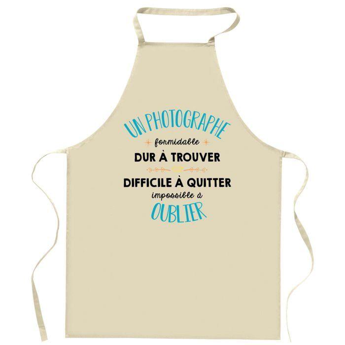 Tablier de cuisine - Planetee «Un Photographe Formidable» - Coton résistant - Impression DTG France - Liens ajustables