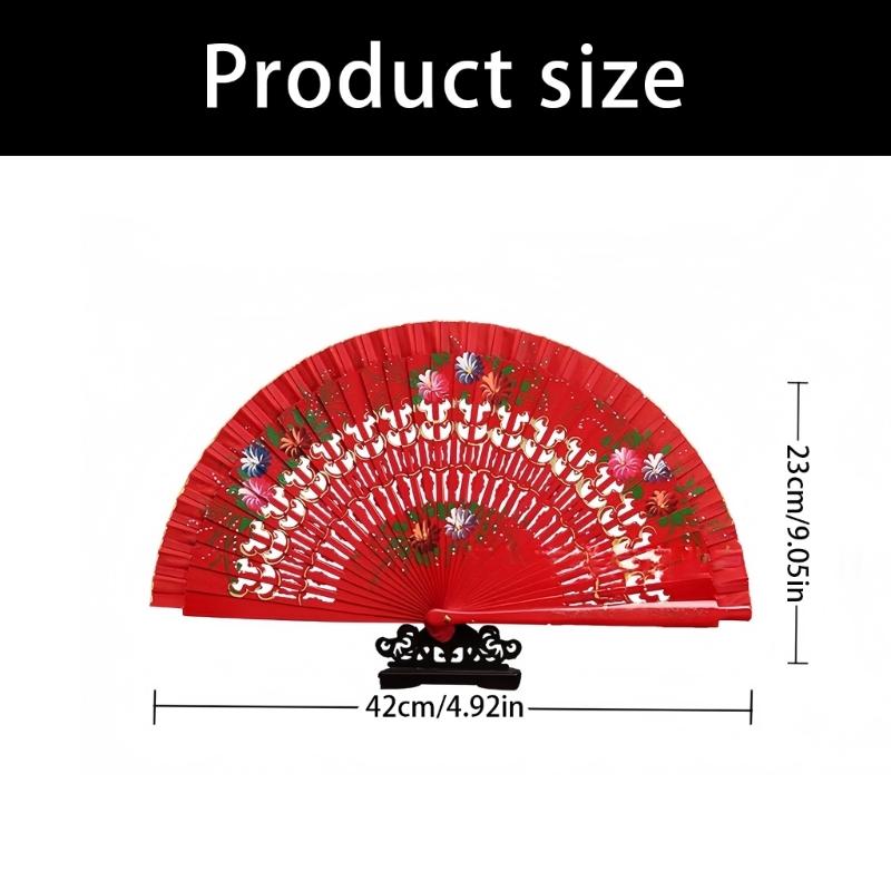 Artistic Hand Paint Folding Fan Traditional Design Wood Type Home Decoration Dance Hand Fan