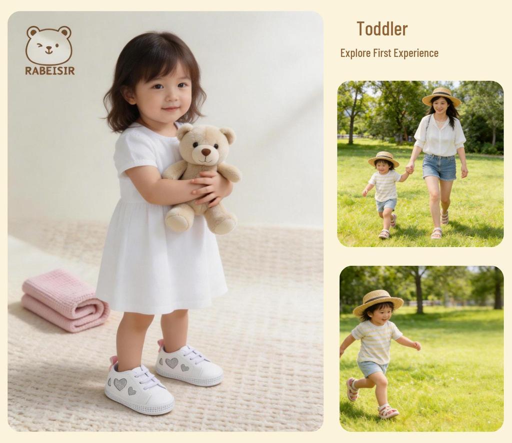 Pom-Pom Baby First Walker Shoes - Non-Slip Toddler Floor Shoes with Rabbit Design for Spring and Autumn