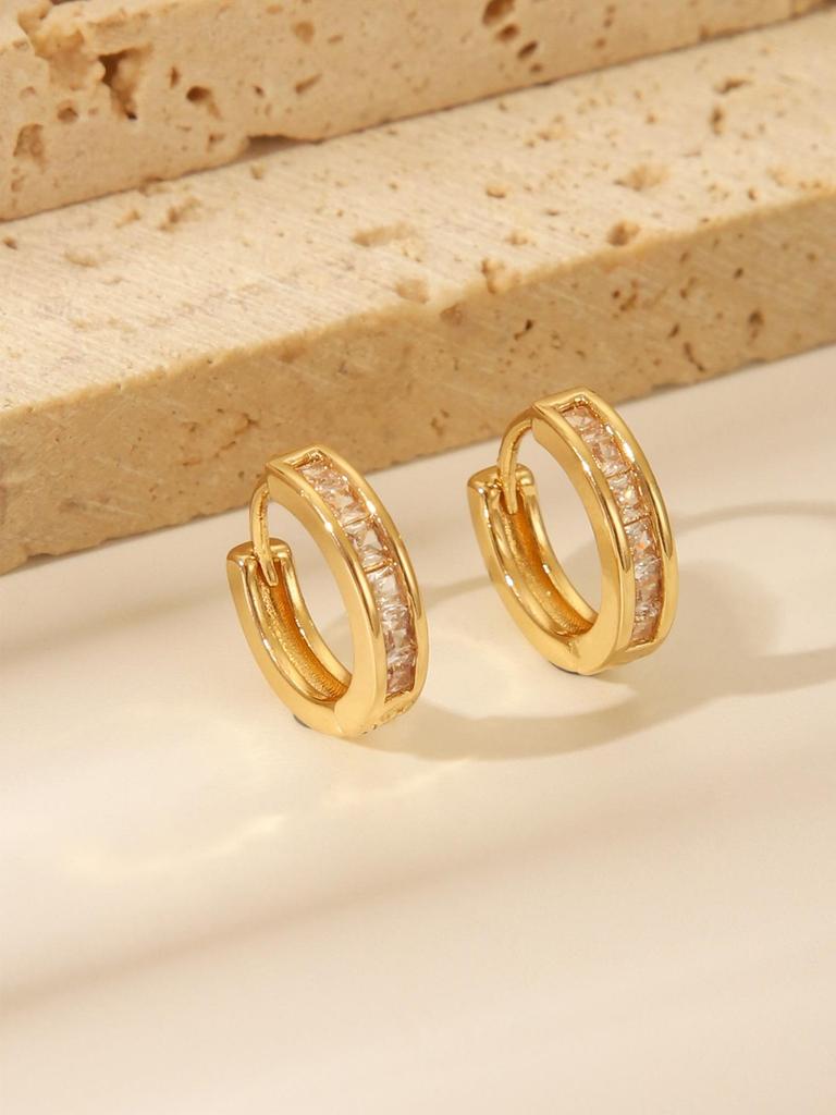 18K Gold Plated Geometric Zircon Ear Cuffs - Luxury Minimalist Women's Earrings