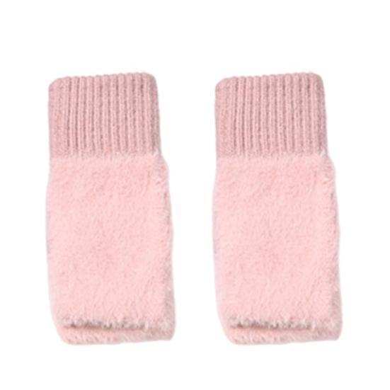 Half Finger Gloves Women Long Fingerless Gloves Fleece-Lined Touchscreen Knitted