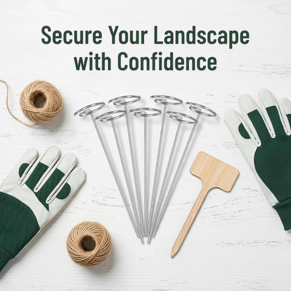 50Pcs G-Type Ground Stakes Reusable Heavy Duty Garden Staples Multi-functional Spike Weed Barrier Fabric Stakes Landscape