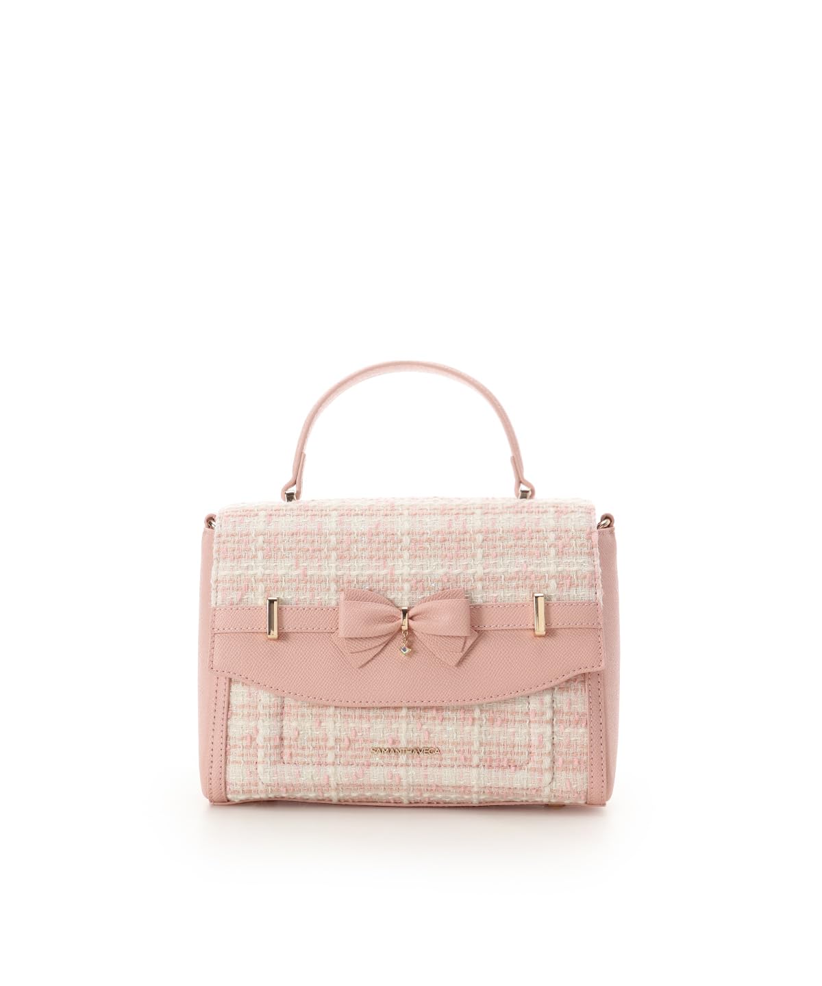 SAMANTHAVEGA New Color Tweed Accent Ribbon Shoulder Bag розовый