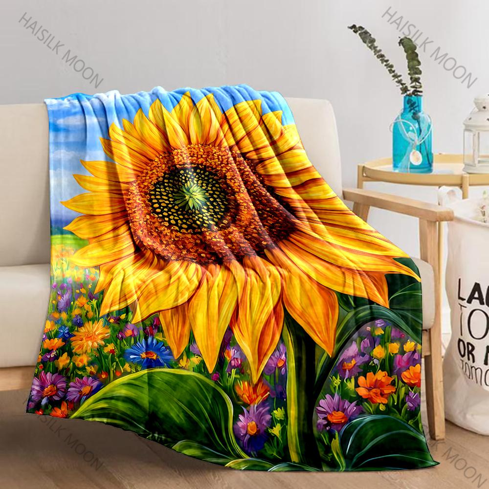Coperta in Flanella Girasole per Divano, Soggiorno Camera da Letto Ufficio Plaid, Morbida e Calda Coperta Decorativa Regalo per Donne, Uomini