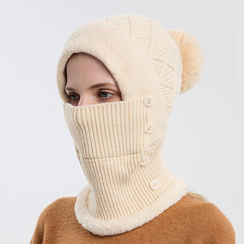 Conjunto de Chapéu e Cachecol de Tricô Para Mulheres Inverno Quente À Prova de Vento Com Proteção para Orelhas