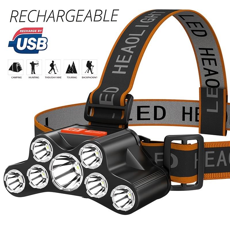 7LED Powerful LED Headlamp USB Rechargeable 4 Modes Waterproof Adjustable Head Lamp Flashlight For Camping Emergency Headlights