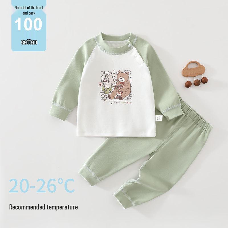 Reading Bear A-Grade Cotton Baby Pullover & Bottom Set - Boys & Girls Infant Base Layer 