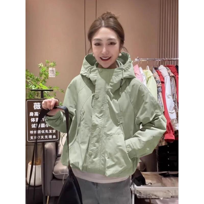Short Korean Style Fashion Autumn New Loose Versatile Casual Waterproof Hooded Jacket Top for Women