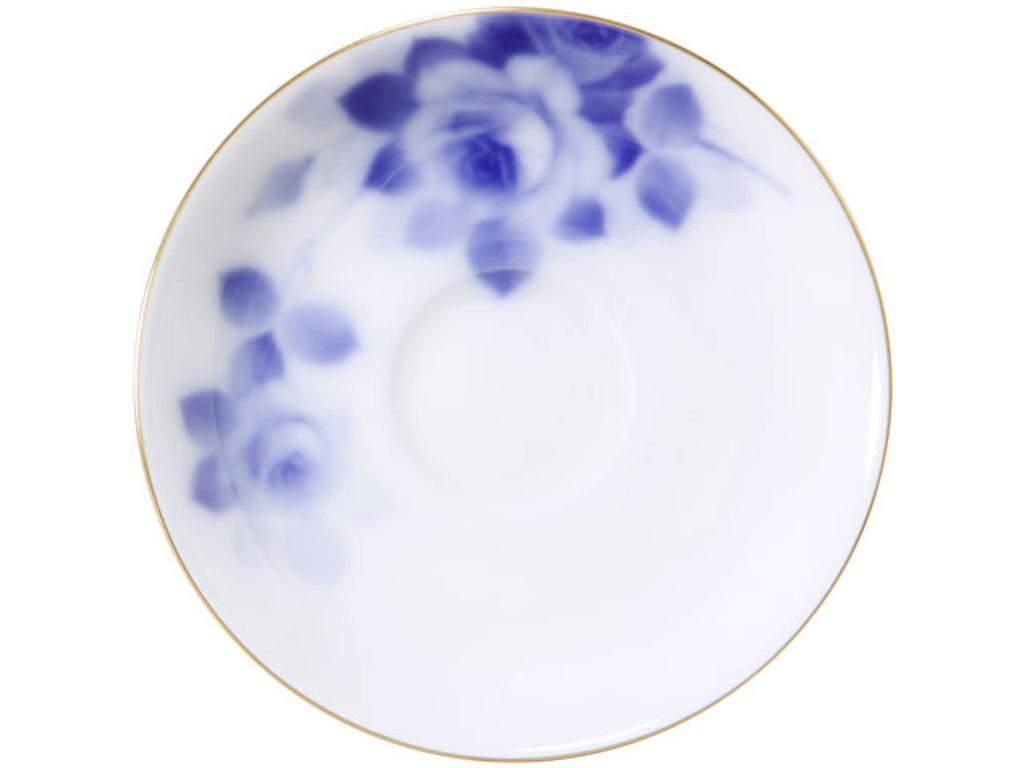 Okura Pottery Art Blue Rose Coffee Cup & Saucer, 175cc, Made In Japan, 57C/8011