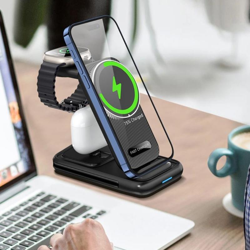Multiple Gadget Energy Hub Simultaneous Wireless Energy Foldable Compact Designs For Smartphones Smartwatches Earphones