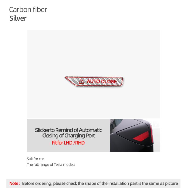 

For Tesla Model 3 Highland Model Y Juniper Model X S Carbon Fiber Car Body Charging Port Auto Close Remind Sticker Accessories серебряный