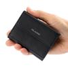 Milagro Shrink Leather Mini Wallet Bill Tri-Fold (Small, Compact, Women's, Card, Coin, Holder, Slim, Thin, Leather, Gift) SL-SH-2823 (Black)