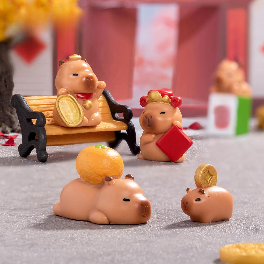 Micro Landscape Cute New Year Fortune Capybara Capibara Figure Decoration Desktop Car Accessories