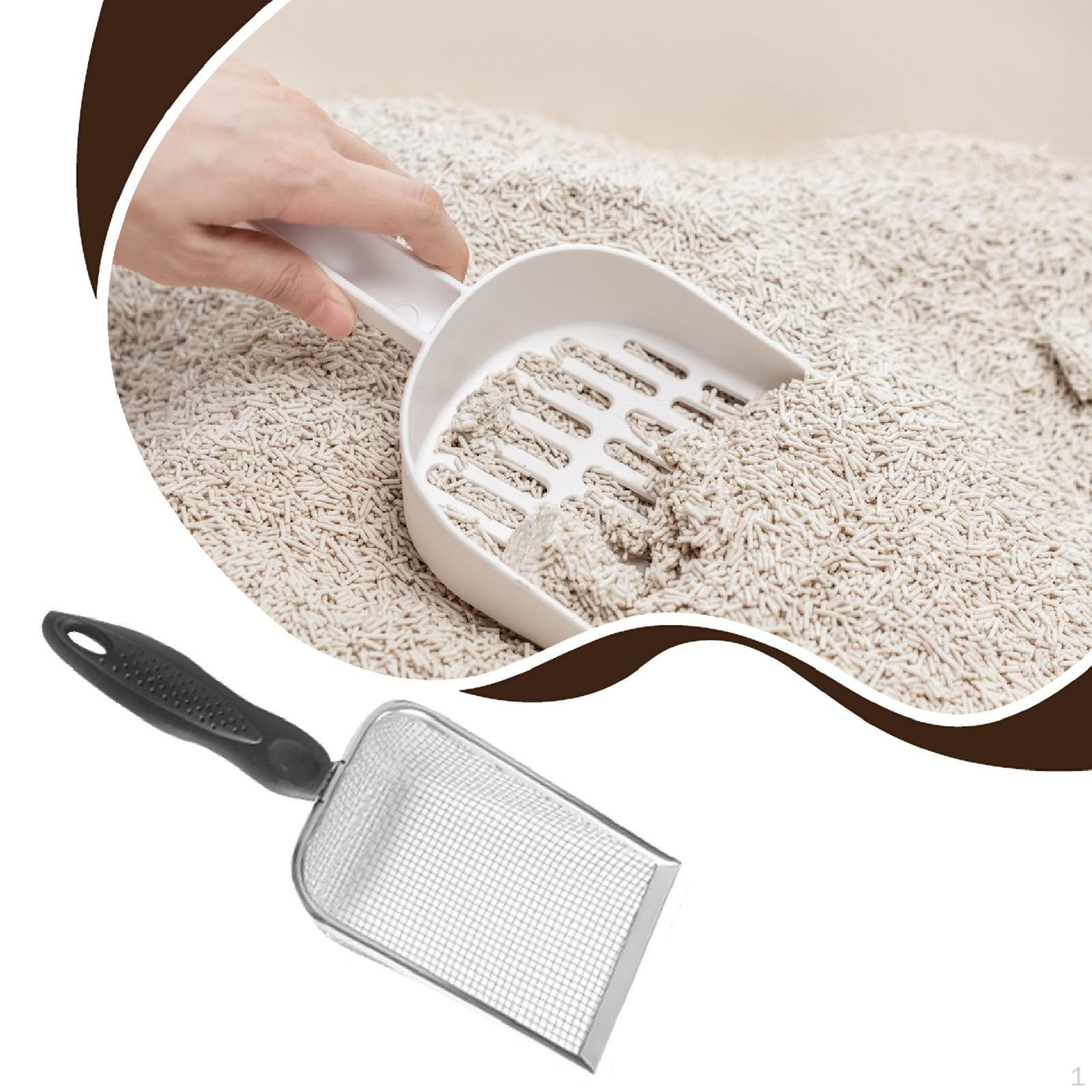 

Кошачий совок для уборки с ручкой, лопатка-сито для песка, совок для питомца для котенка, быстрая просеивающая Black Handle Mesh 8