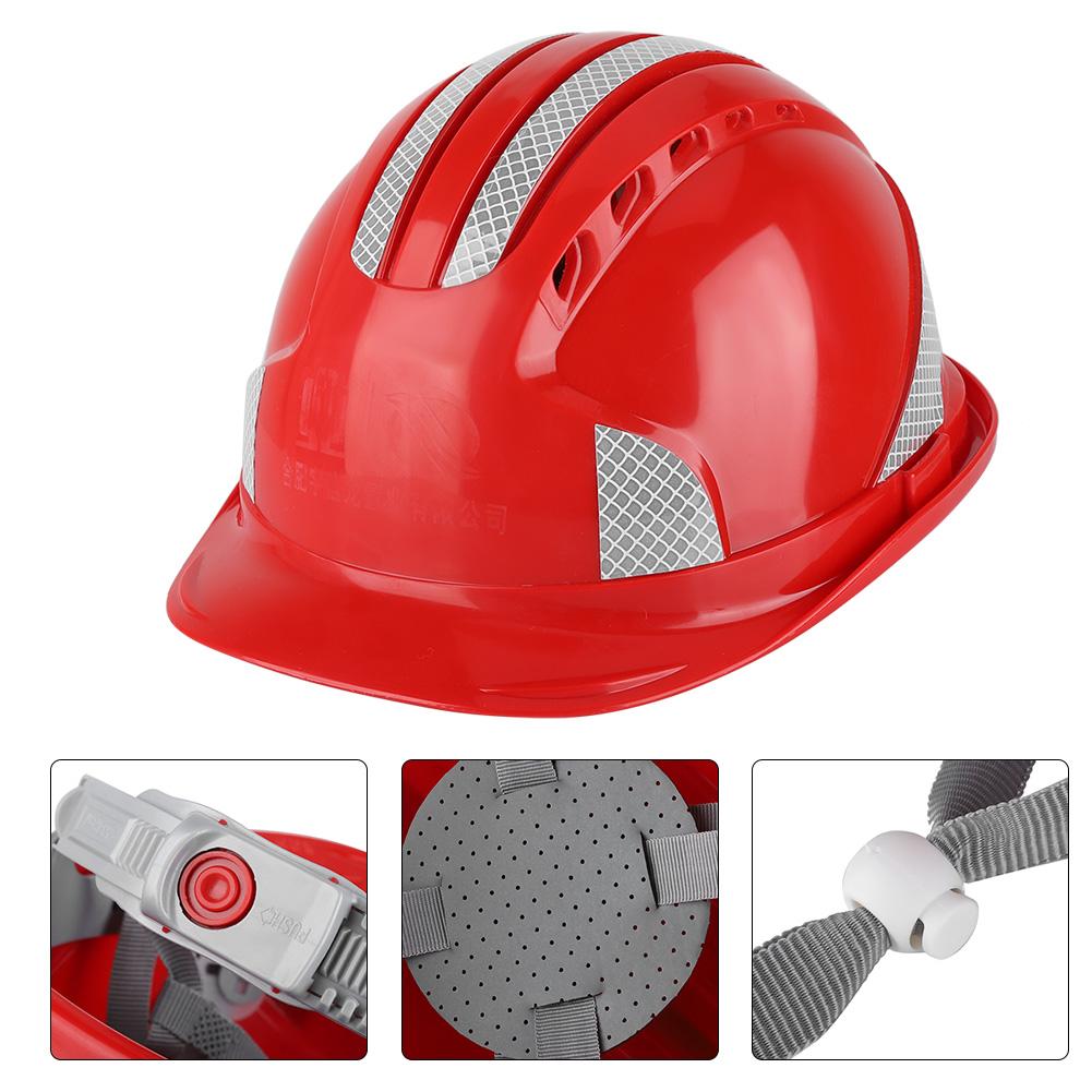 Worker Construction Site Protective Cap Ventilate ABS Hard Hat Reflective Stripe Safety Helmet