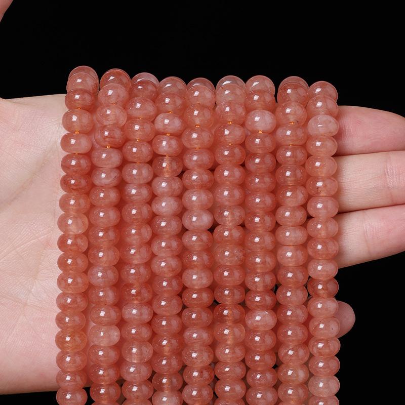Handmade Semi-finished Long Chain of Dongling Jade Bamboo Beads DIY Bracelet with Chalcedony Spacer Beads and Loose Beads Accessories