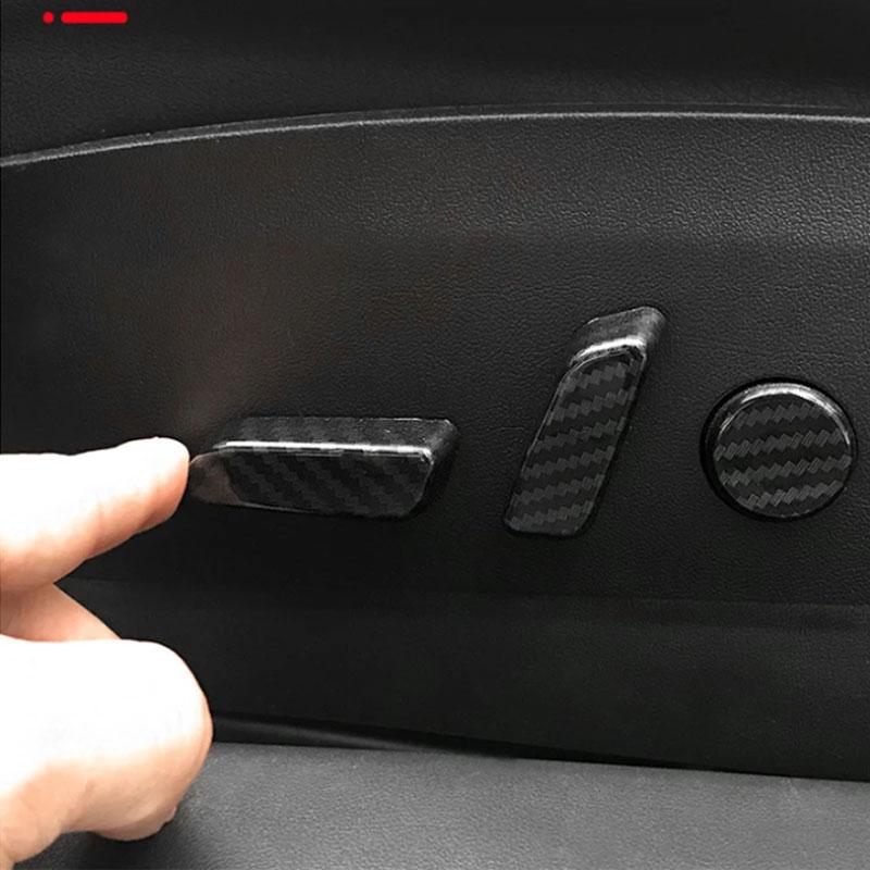 For Tesla Model 3 Model Y Carbon Fiber Color Seat Adjust Switch Button Trim Cover Black ABS Car Interior Accessories