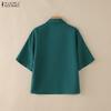 ZANZEA Women Casual Turn Down Collar Loose 3D Flowers Summer Half Sleeve Blouse