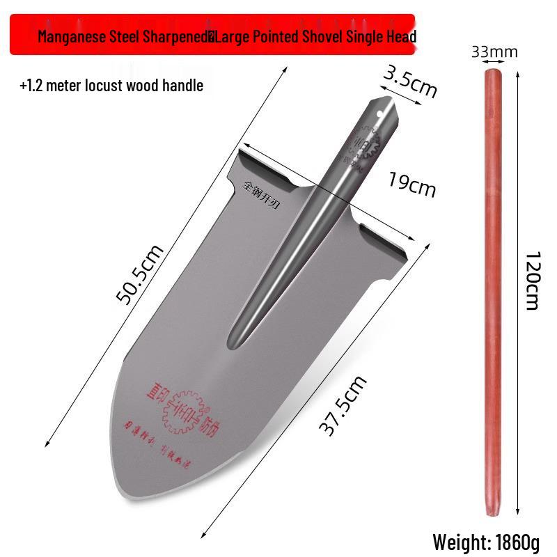 Military Camouflage Pointed Shovel - Manganese Steel Garden Tool for Digging, Soil Loosening, and Tree Planting