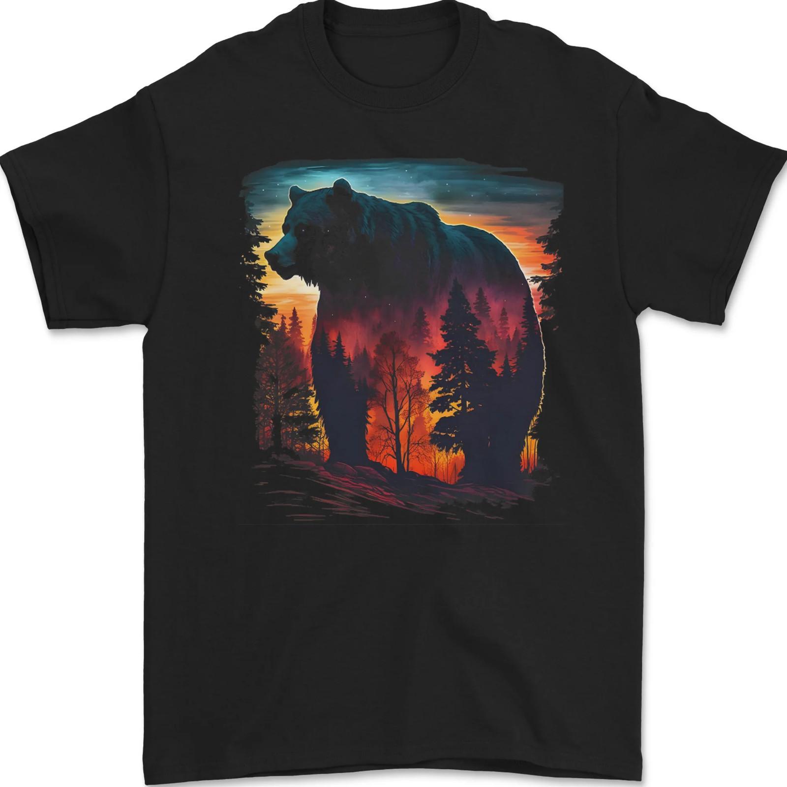26 Mythical Grizzly Bear in the Forest Mens T-Shirt 100% Cotton Unisex T-Shirt XL