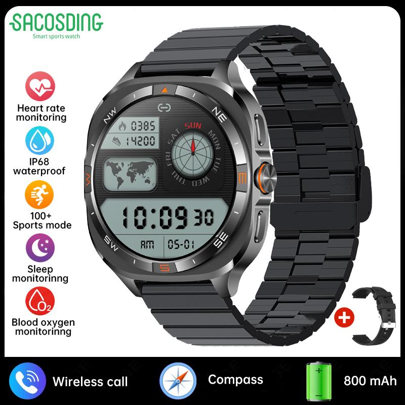 2026 Outdoor New 800mAh Battery Smart Watch Men IP68 Waterproof GPS Positioning Compass Altitude Air Pressure Bluetooth Call 100+ Sports Watch