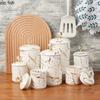 Marbled Ceramic Storage Jar with Lid Storage Tanks Metal Rack Base Food Organizers Storages Bottles Kitchen Storage Container