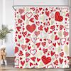 Valentine'S Day Shower Curtain Red Heart Rose Flowers Bicycle Petals Lovers Gift Fabric Home Bathroom Curtains Decor With Hooks