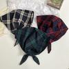 Triangle Scarf Women's Summer New Versatile Small Scarf Literary Scarf Retro Rhombus Headscarf Headband Hair Accessories Headgear
